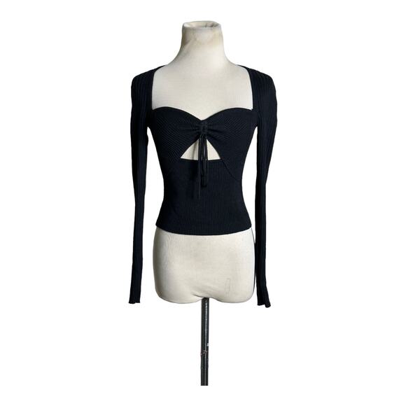 ASTR black knit long sleeves cut out fitted top size XS - Picture 9 of 10